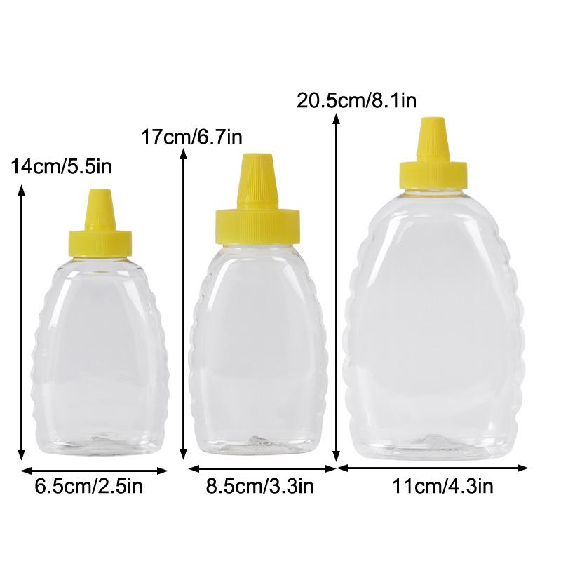 Transparent Reusable Plastic Honey Bottles Squeeze Honey Bottle Container Holder With Lid For Storing And Dispensing Honey Jar