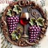Vintage Metal Poster Wine Grapes Wall Art Red Vine Leaves Home Decor Garden