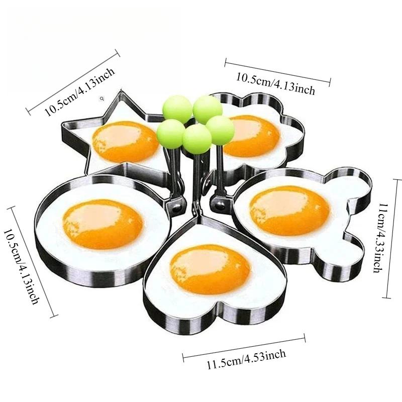 Stainless Steel Egg Mold Ring Round Heart Flower Five Pointed Star Mickey Mouse Shape Kitchen Utensil