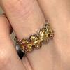 Shiny new in brushed ginkgo leaf Female Ring couple style sparkling flowing light rings for women charming fine jewelry gift