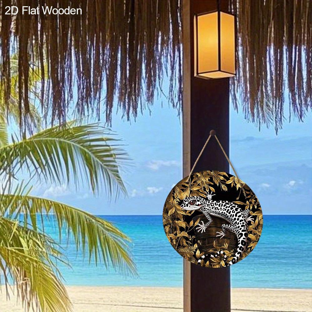 Vintage Gecko Design Wooden Sign for Garden Decor - Unique Decorative Plaque for Home, Tavern, Yard, Porch Decor