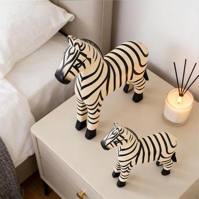 2Pcs Zebra Statue Sculpture Art Crafts Traditional Novelty Souvenir Home Decor Desktop Ornament for