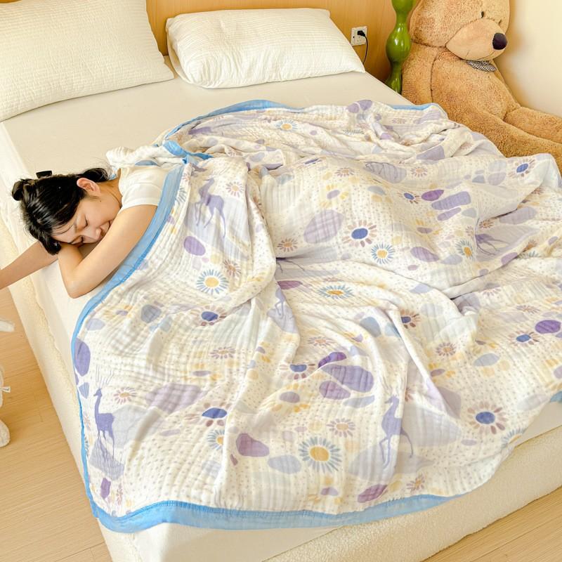 100% Cotton Blanket Breathable Towel for Kids Blankets Skin-friendly Plaid Nap Blankets Super Soft Bedsheet Travel Shawl