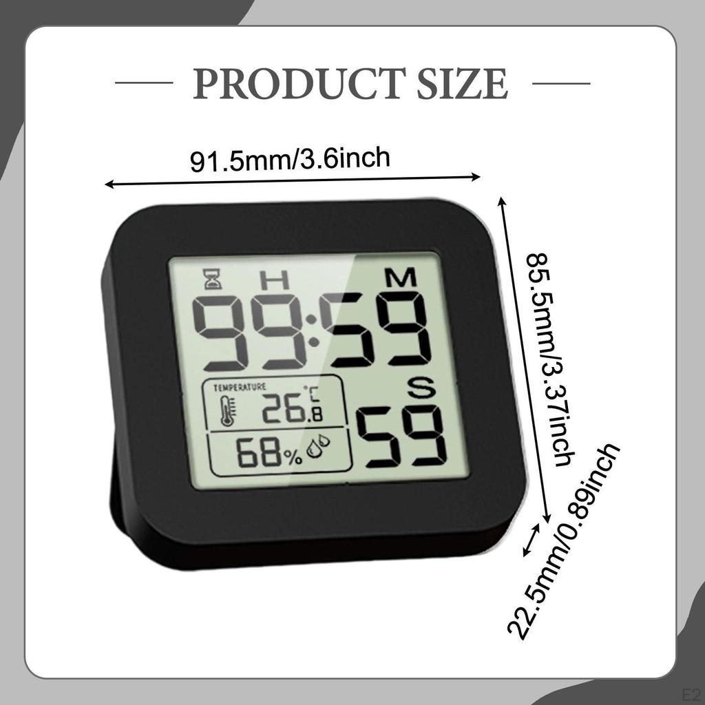 Digital Hygrometer Thermometer Clear Display Easy To Use Humidity Meter Kitchen Timer for Tabletop