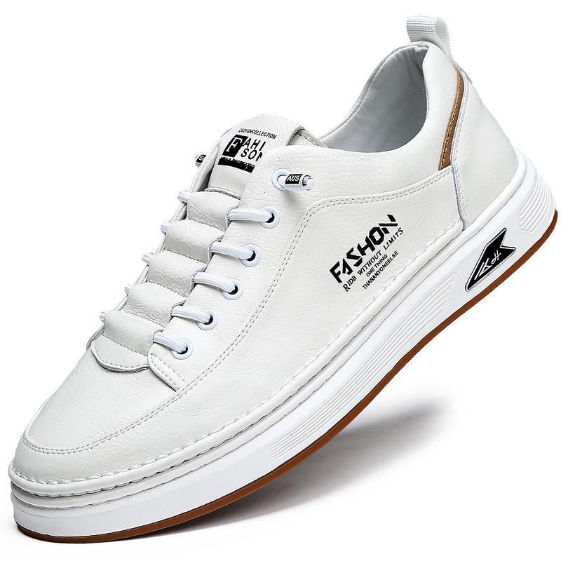 2025 spring new men's shoes platform-soled versatile white shoes men's leather breathable trend sports and leisure shoes men