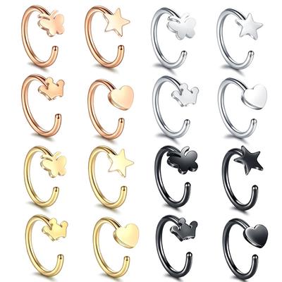 C -Shaped Anti -Allergic Nasal Nail Stainless Steel 4 Fake Nasal Ring Earrings European And American Nasal Nail Puncture Jewelry