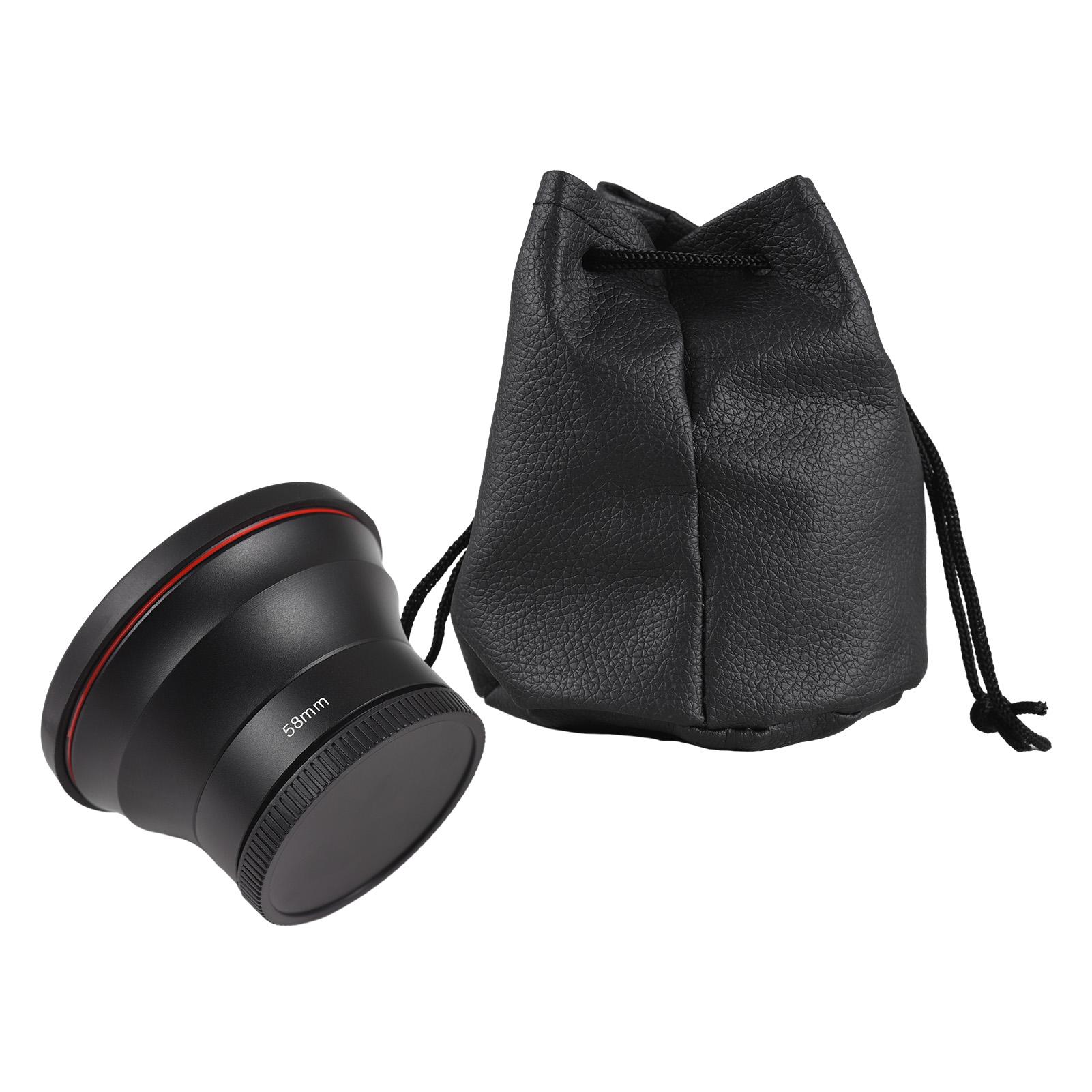 Shoemst Transparent 58Mm Camera Lens Kit With 0.43X Wide Angle Lens + Macro Lens Aluminum Alloy Dslr Camera Lens Replacement For Canon Eos