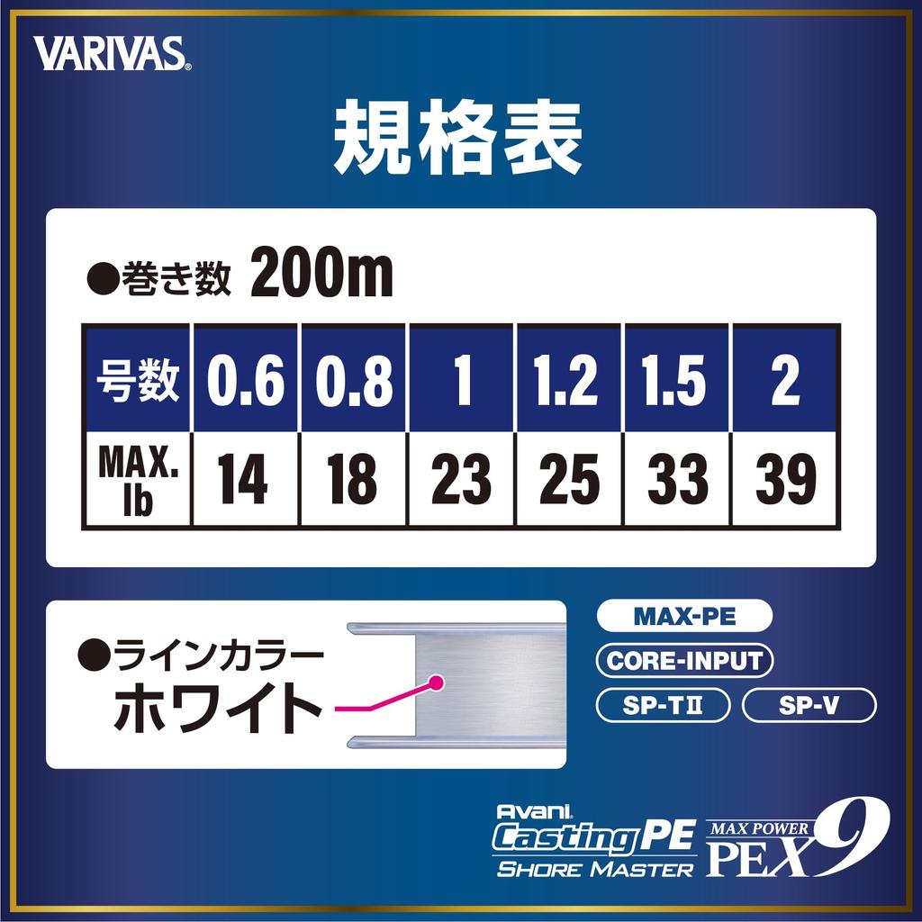 Varivas Avani Casting PE Max Power X9 Shoremaster 200m 1.2