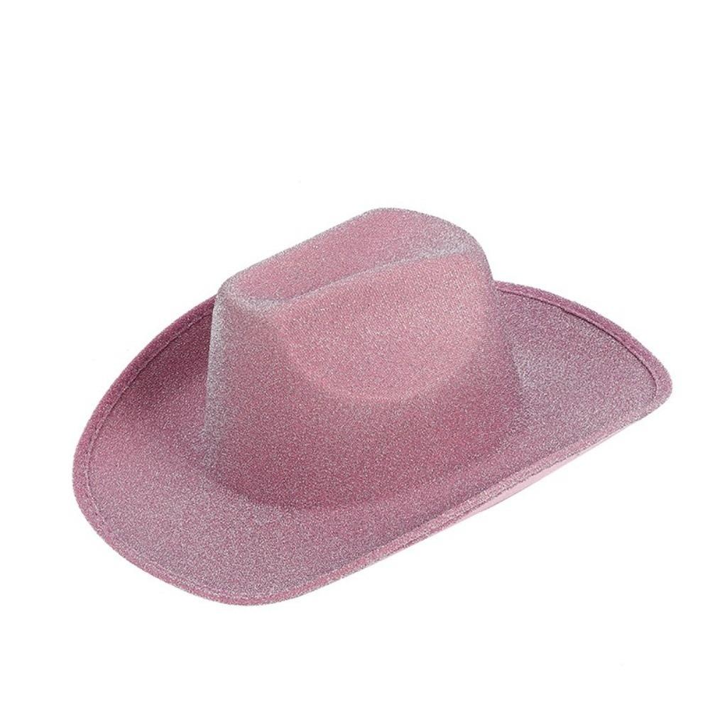 Glitter Pink Western Cowboy Hat Solid Color Cowgirl Hat Fashion Bowler Hat Show