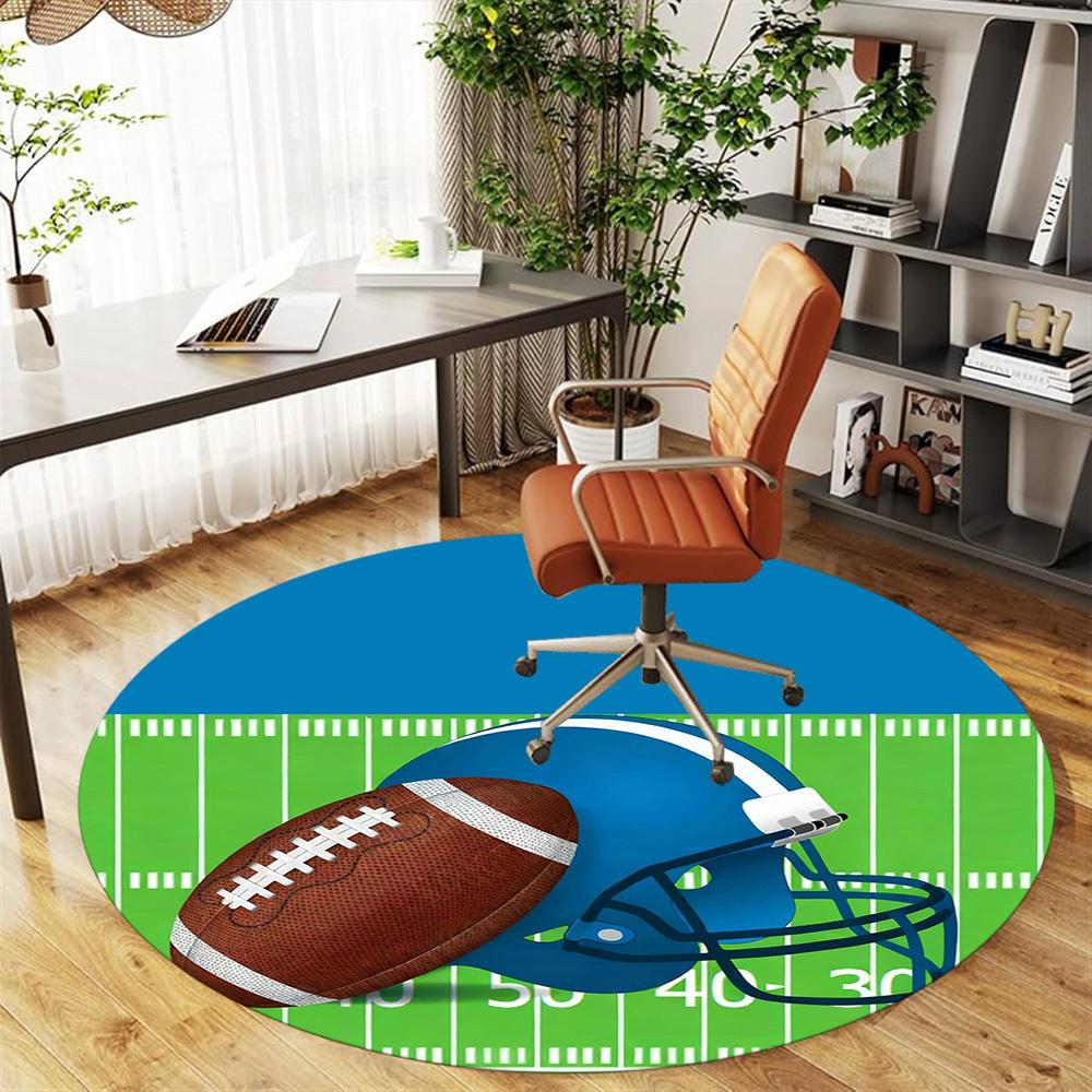 1PC football helmet Office Round Area Rug, Under Office Chairs Bedroom Living Room Home Decor,Carpet for Office, -1110256