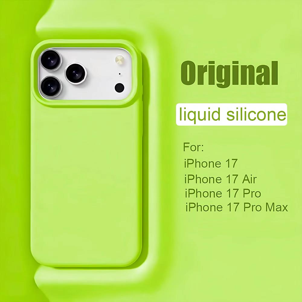Custodia in Silicone Liquido Fluorescente Luminoso Per Per Iphone 17 Air 17Pro 17ProMax Protezione Pulsanti in Silicone Copertura Solida Morbida Opaca