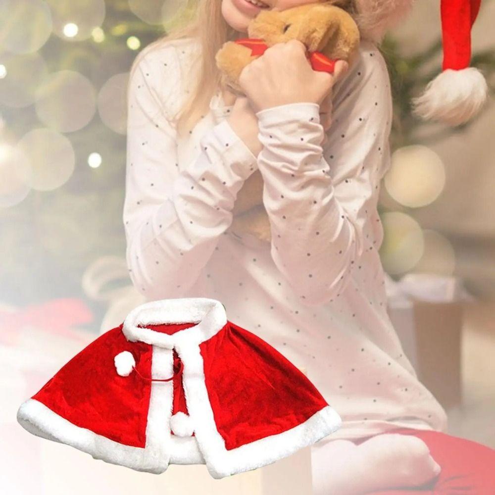 Santa Claus Costume Christmas Shawl Women Girl Party Costumes Velvet Cape Cloak  New Year Gifts