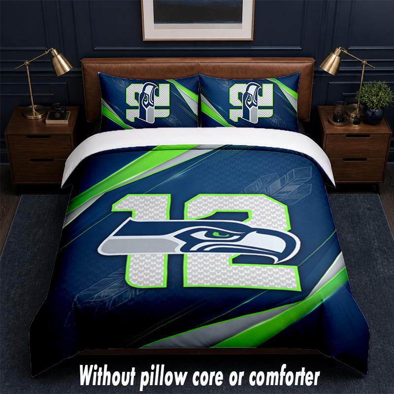 Seattle Seahawks Design Bed Bedding Set 1 Duvet Cover + 2 Pillowcases Soft Breathable Household Bed Linens