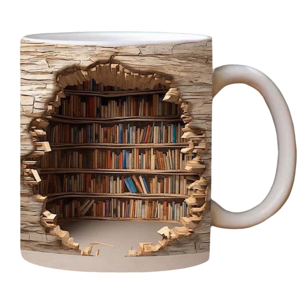 

3D Кружка-книга из библиотеки Керамическая кружка-полка Креативный дизайн пространства Многофункциональная кружка Кофейная чашка для учебы Молочная чашка Подарок на день рождения для друзей 301-400ml