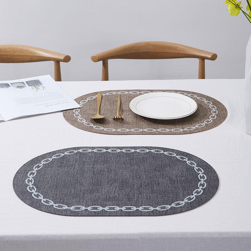 Leather placemat ins wind waterproof thermal insulation mat Nordic creative western food table mat Printable cloth pattern placemat