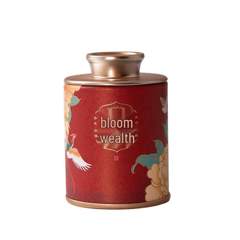 Festive Tea Can: Small Sealed Container for Black, Green, or White Tea with Silver Flakes