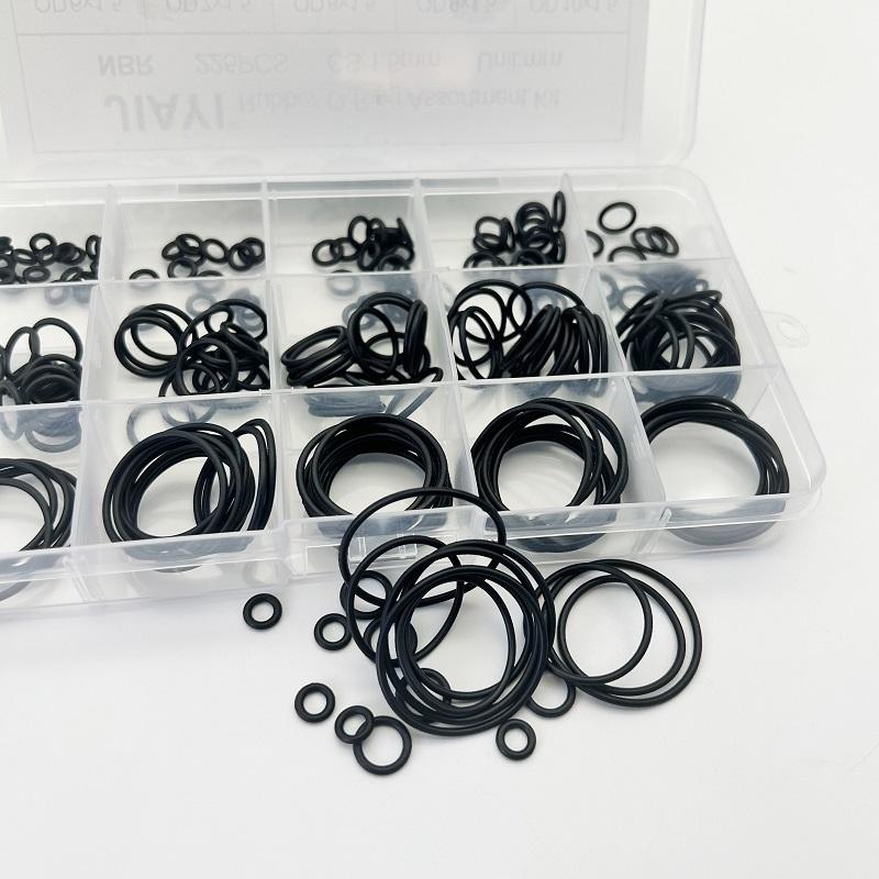 NBR Black O-Ring Assortment Kit 1 Box Of 225Pcs CS 1.5mm OD 6mm~30mm Nitrile Seals for Pumps/Valves Durable Mechanical Sealing
