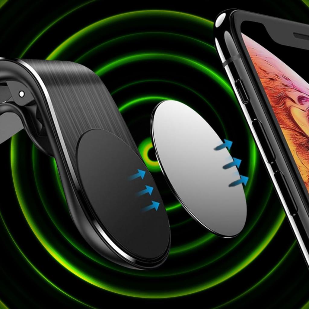 Strong Magnetic Car Phone Holder L-Shape Air Vent/Dashboard Mount for iPhone 17 16 15 14 Samsung  Huawei - Super Sticky Magnet