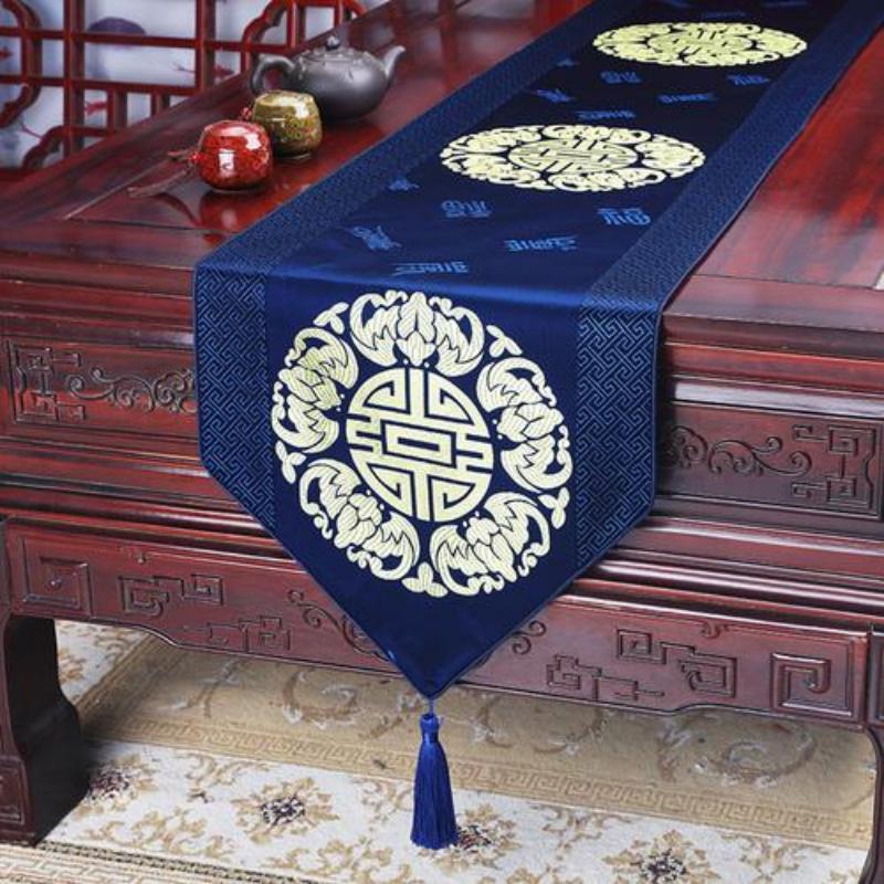 Steagul de masă din brocart țesut în stil chinezesc nou. Steagul de masă modern, simplu, masă rurală, masă de ceai față de masă