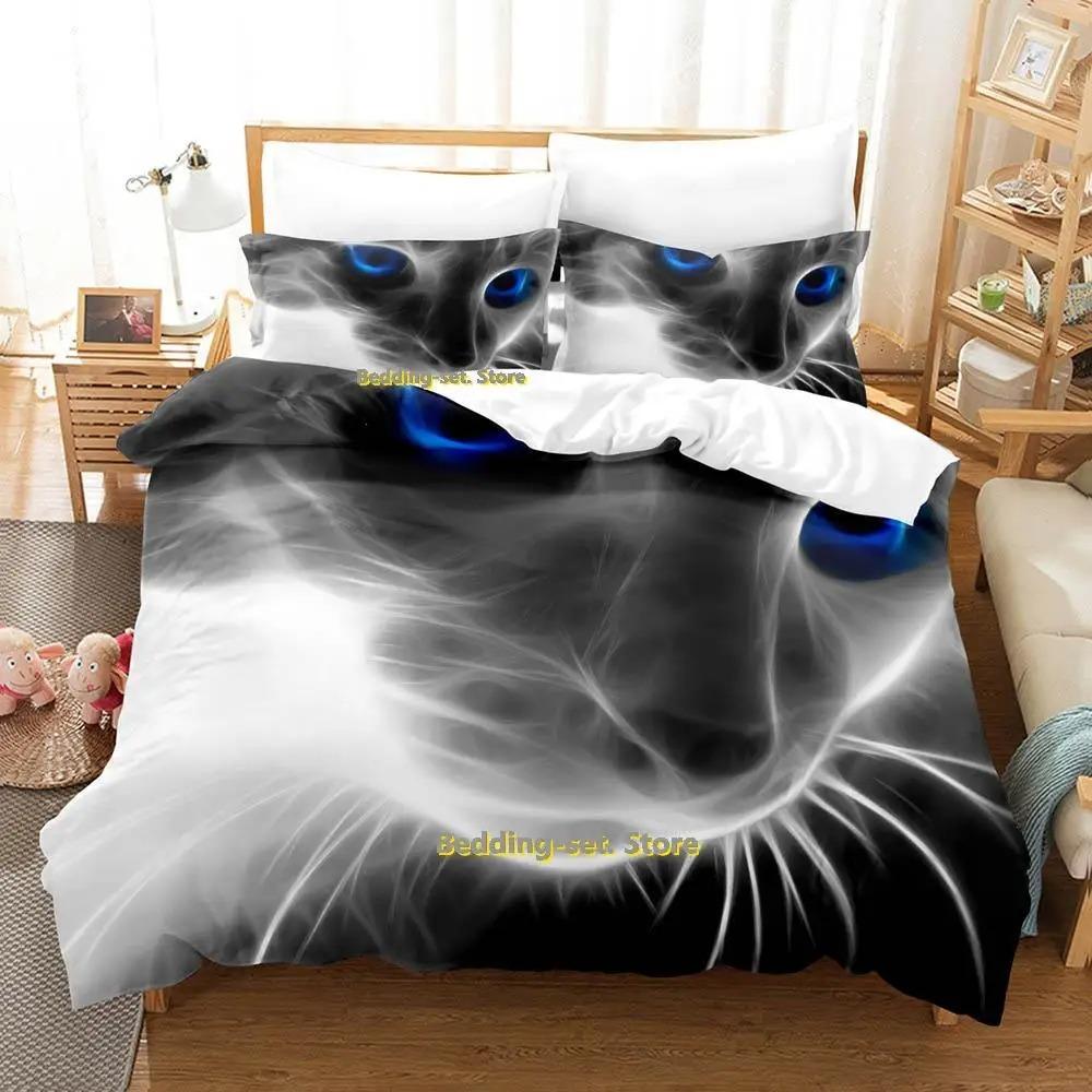 New Artistic Cat Bedding Set Single Twin Full Queen King Size Bed Set Adult Kid Bedroom Duvetcover Sets Anime Parure De Lit Bed
