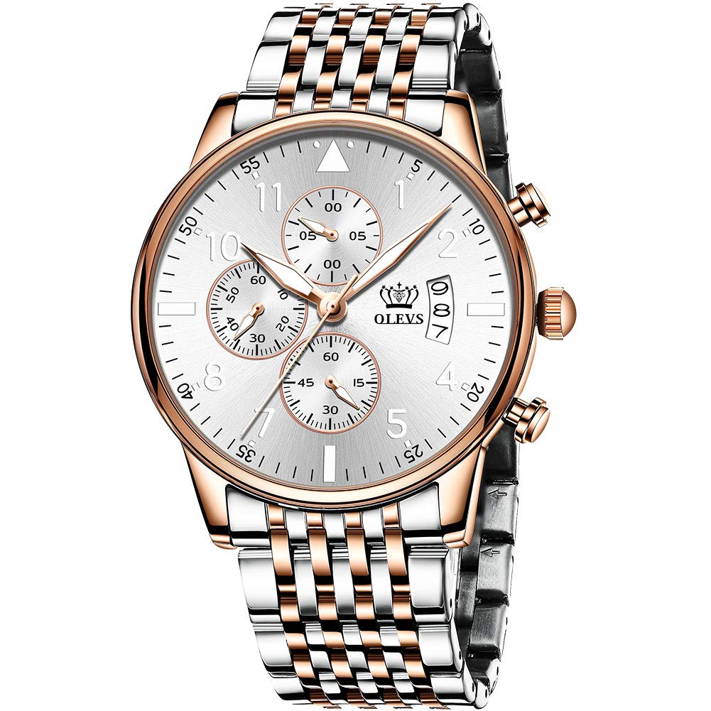 

OLEVS Men s Business Watch with Metal or Stainless Steel Band, Analog Display, Stylish and Casual Watch