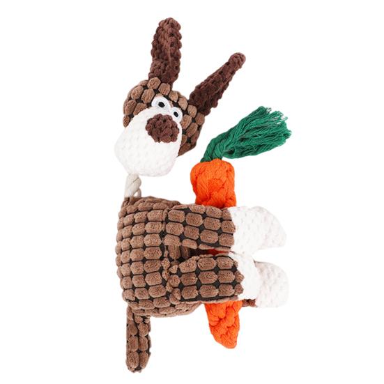 Interactive Squeaky Dog Toy Tough Stuffed Plush Animal Chew Toy for Aggressive Chewers Indestructible Teething Toy for Small Medium Large Dogs