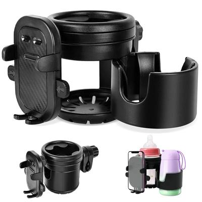 Pram Cup Holder with Phone Holder 3 In 1 Baby Stroller Storage Rack Universal 360° Rotating Drink Holder Bottle Holder for Pram