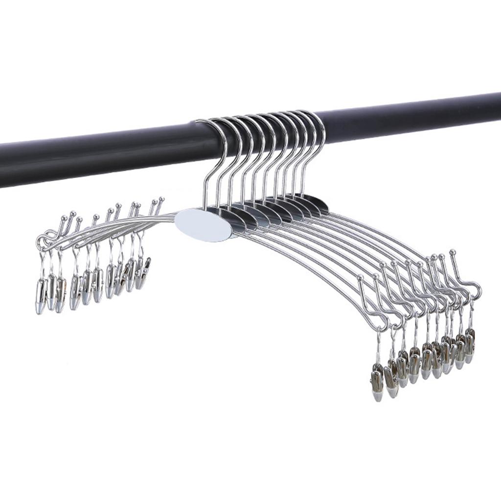 10PCS Gold Metal Hanger for Bra,Non-slip Underwear Clothes Hangers with Two Clips,Wardrobe Storage Organizer for Hanging Pants