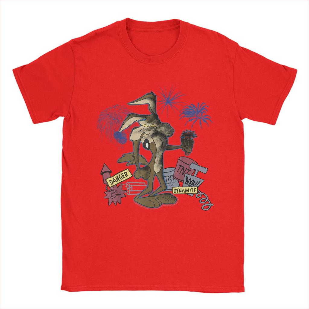 Men T-Shirt Wile E. Coyotes TNT Portrait Novelty Pure Cotton Tee Shirt Short Sleeve T Shirt Crew Neck Clothing Plus Size