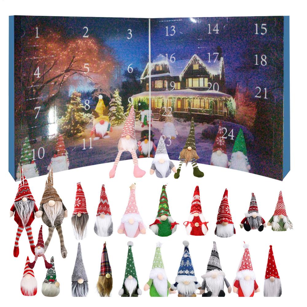 Christmas Advent Calendar 24-day Christmas Countdown Calendar Gnome Dolls Plush Toy 2026 New Year Holidays Kids Party Gifts Box