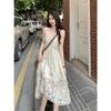 New Romantic Vacation Retro Hollowed Tassel Lace Bohemian Long Dress Mesh Suspender Dress