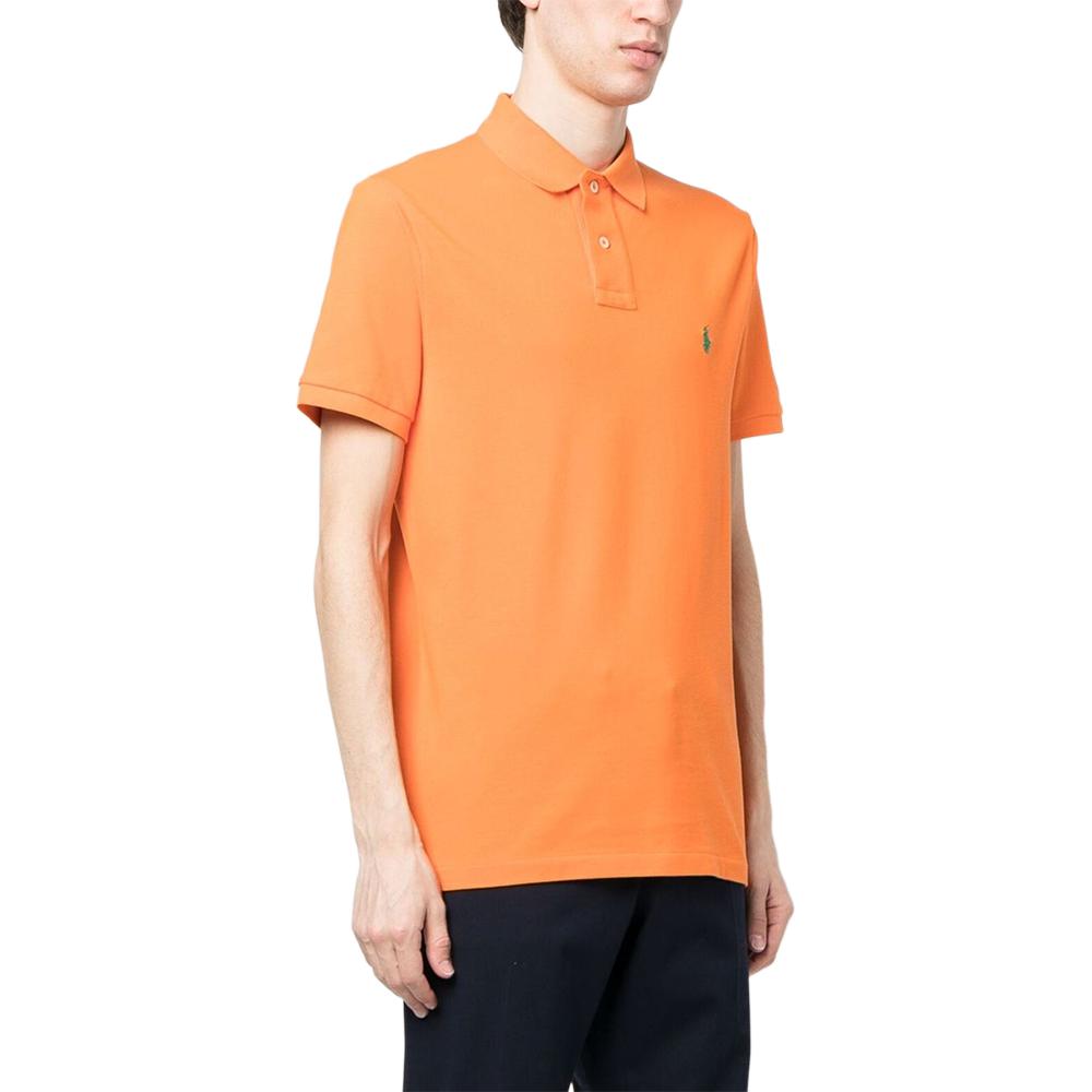 Polo Ralph Lauren SS23 Solid Color Logo Embroidered Short Sleeve Polo Shirt Men tops Orange 710680784-315