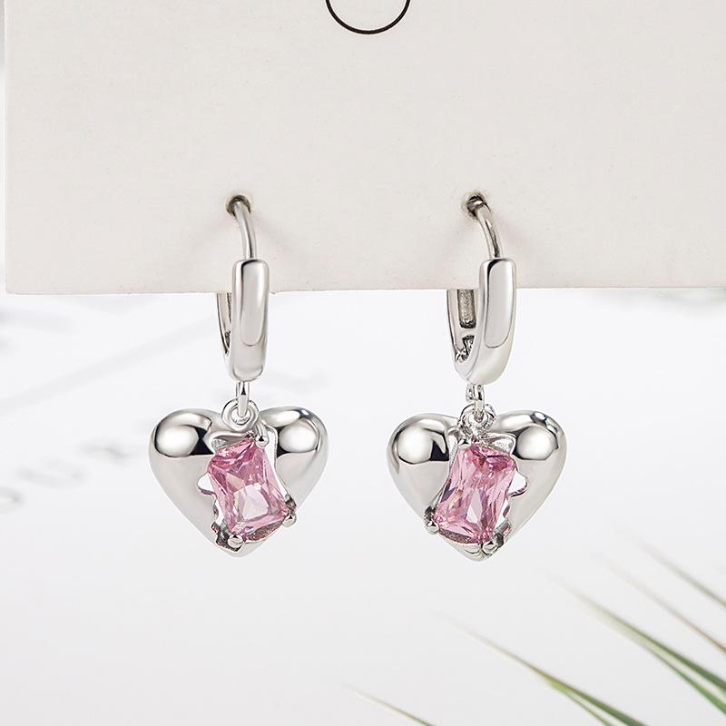 2022 Trendy Pink Crystal Heart Ear Cuffs: Elegant Zircon Design for Women