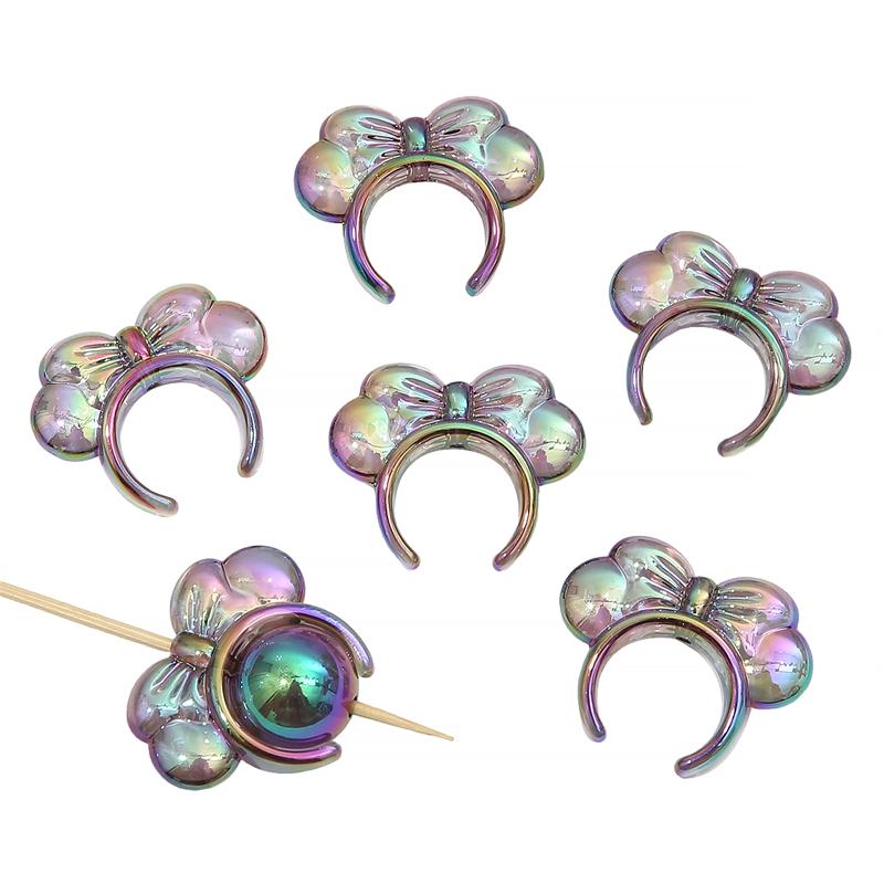 

4 шт. 25 мм акриловые бусины с бантиком, подвески для ожерелья, брелок для самостоятельного изготовления ювелирных изделий 33*27mm 4pcs/pack