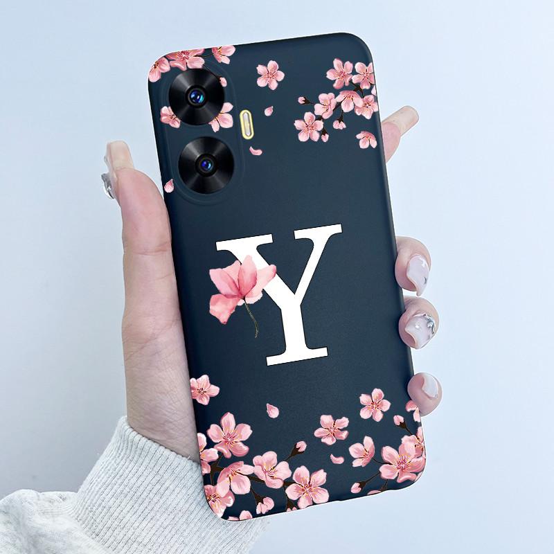 

Case For Realme C55 Lovely Flower Letters Printing Phone Fundas Coque For Realme Narzo N55 RMX3710 TPU Soft Silicone Back Covers Realme C55