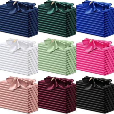 High-Density Satin Napkin – Wedding Style Solid Color Overlock Placemat Tablecloth with Flower Design.