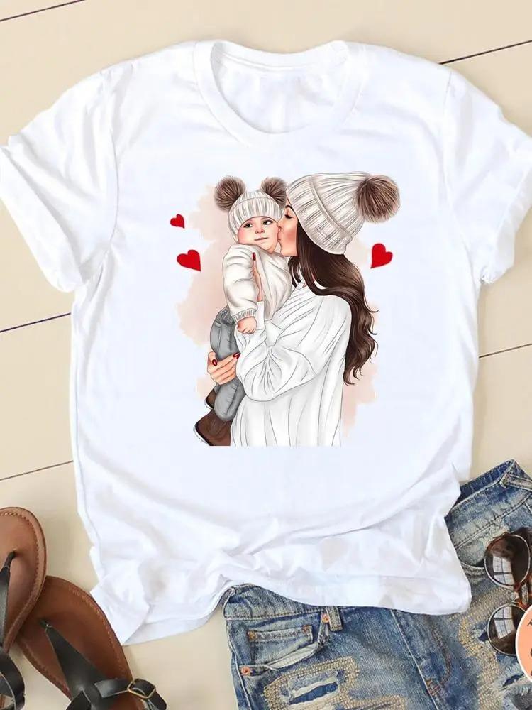 ZX TEE Sweet Love Mother Mama Mom Streetwear Fashion Girls T-Shirts Harajuku Clothes Short Sleeve Summer Tees Casual Female O-Neck Tops