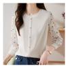 Navava Sheer Dot Round Neck Long Sleeve Blouse Nb1982