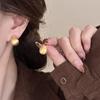 18k real gold electroplated metal brushed water drop stud earrings, simple personalized commuter earrings, niche high-end earrings