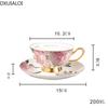 Ceramic European Coffee Cup and Saucer Small Fresh Bone China Ceramic Cup  Mug Afternoon Tea Flower Tea Cup 200ML DXUIALOI Gift