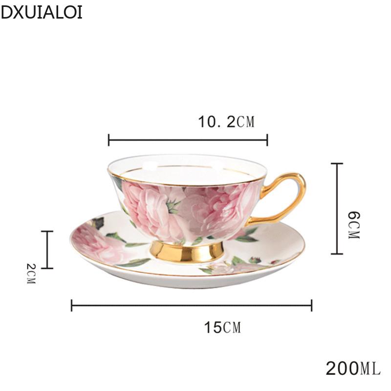 Ceramic European Coffee Cup and Saucer Small Fresh Bone China Ceramic Cup Mug Afternoon Tea Flower Tea Cup 200ML DXUIALOI Gift