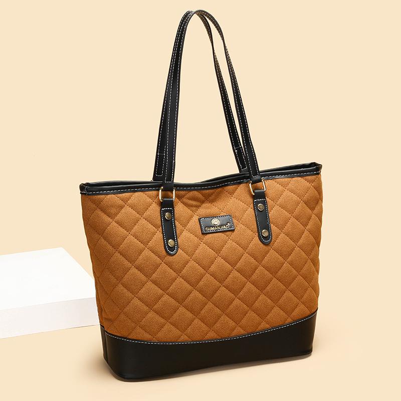 Large-capacity Commuter Minimalist Tote Bag for Ladies, Retro Patchwork Shoulder Bag