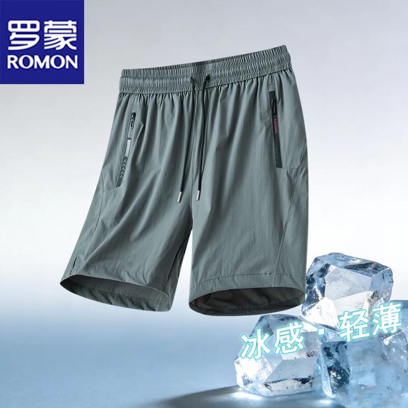 ROMON Men s Summer Ice-Feel Breathable Loose Straight Five-Point Outdoor Sports Shorts L