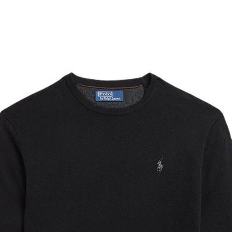 Polo Ralph Lauren FW23 Solid Color Crew Neck Casual Pullover Sweater Men Sweater Black MNPOSWE16821244-001