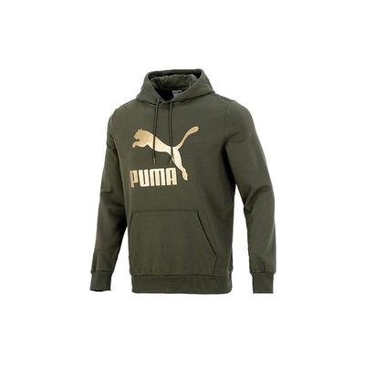 Classics Metallic Logo Print Hoodie Men Sweatshirt Olive-Green 531370-44