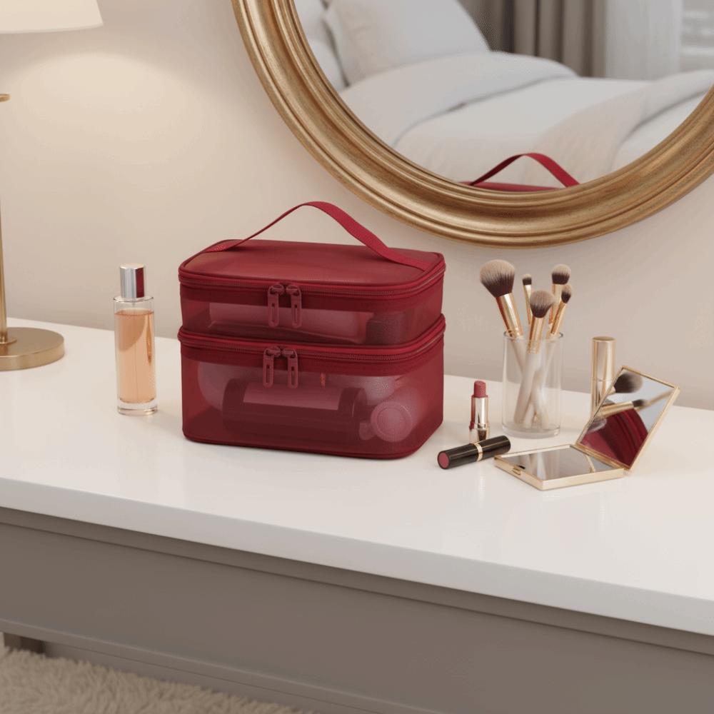 Transparent Mesh Travel Cosmetic Bag Large Capacity Storage Makeup Organizer Bag 2/3 layer Toiletry Bag Cosmetic Storage