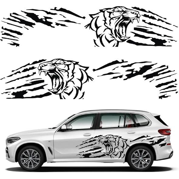 1 Set Running Wolf Graphics Car Body Sticker Self-Adhesive Wolf Decal Racing Sports Car Side Door Sticker Scratch Hidden Car Exterior Decoration
