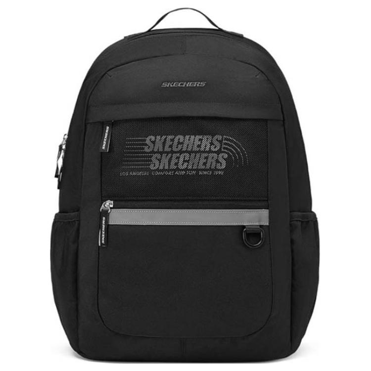 Skechers Simple Logo Print Zipper Closure Nylon Backpack Unisex Backpack Black L125K059 Black