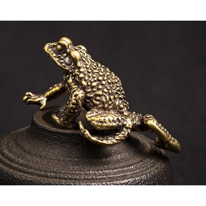 Brass Toad Animal Statue Small Sculpture Tabletop Figurine Home Decor Gifts