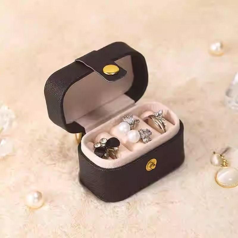 Compact Mini Ring & Earring Travel Storage Box - Elegant Jewelry Organizer
